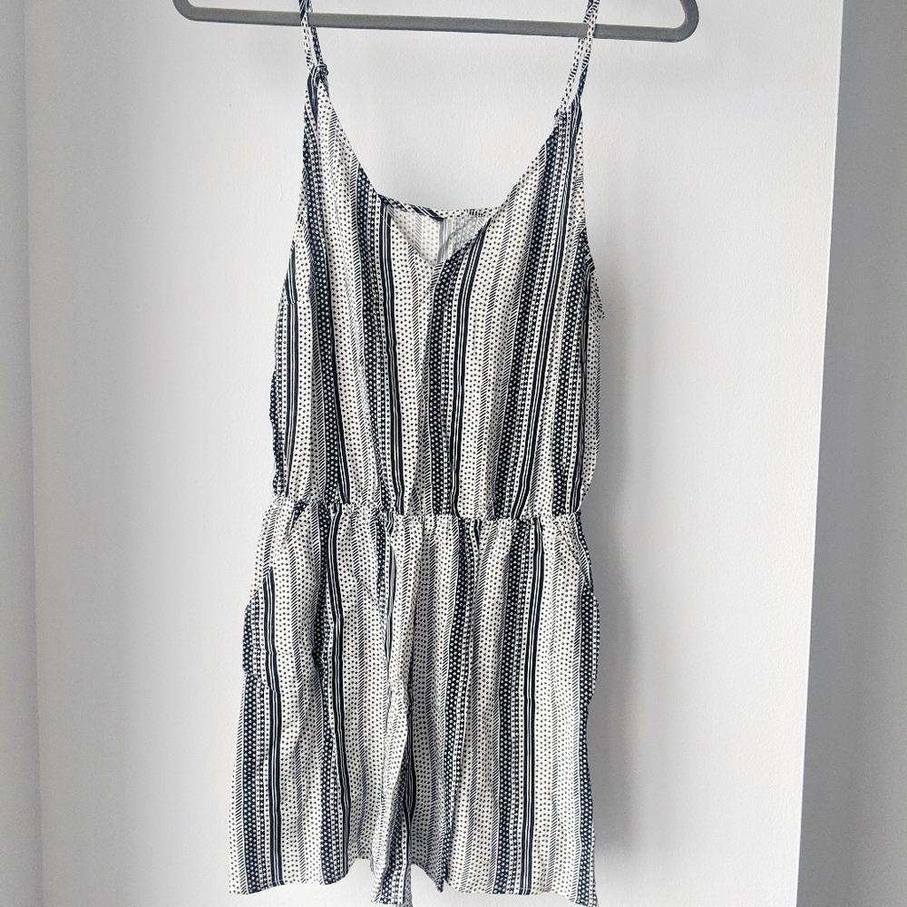 Black and White Striped Romper